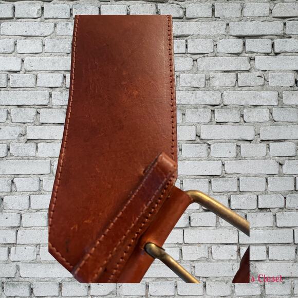 Belt Women Vintage German Made Brown Hipster Genuine Leather Size 36 Check Desc - Picture 5 of 9